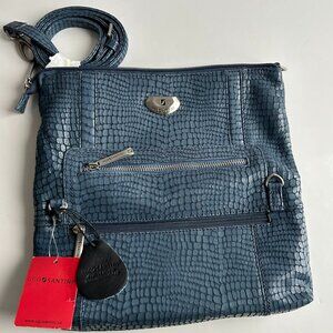 Ugo Santini Leather Crossbody/Shoulder Bag, Clutch in Blue- NWT